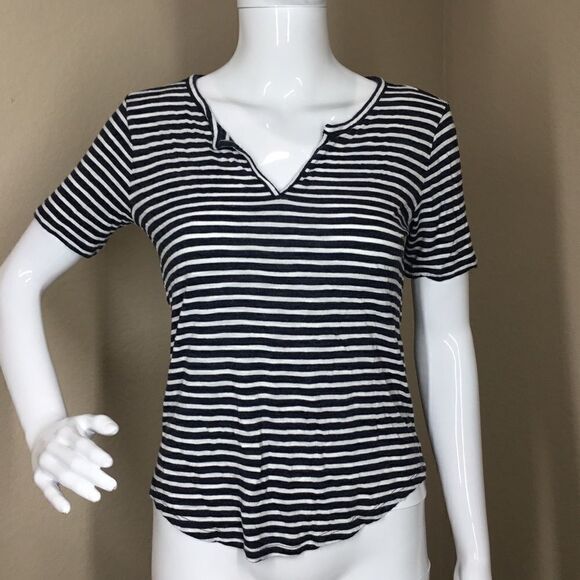Madewell Anthem Stripe Split Neck Tee (A7) - Picture 1 of 5